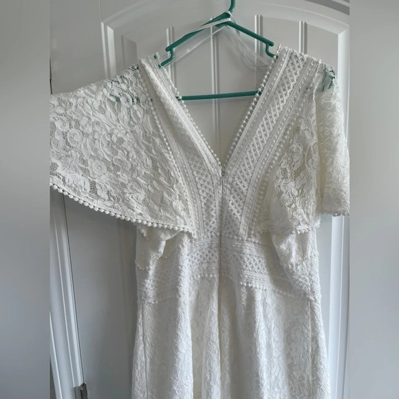 Eliza J Flounce White Lace Dress Size 14 - Picture 6 of 9